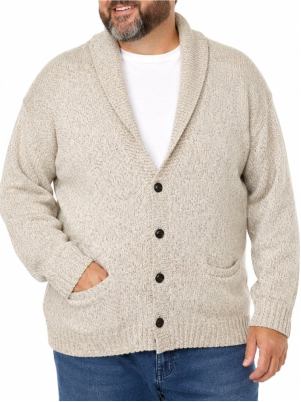 BACK COUNTRY Vintage 90s Button Up Wool Cardigan Sweater Cream 2XLT Shawl Collar